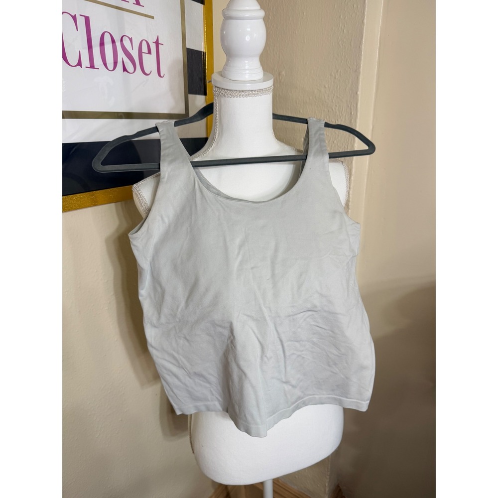 Avec Les Filles Womens Light Grey Scoop Neck Tank Top Size S/M Seamless Basic‎